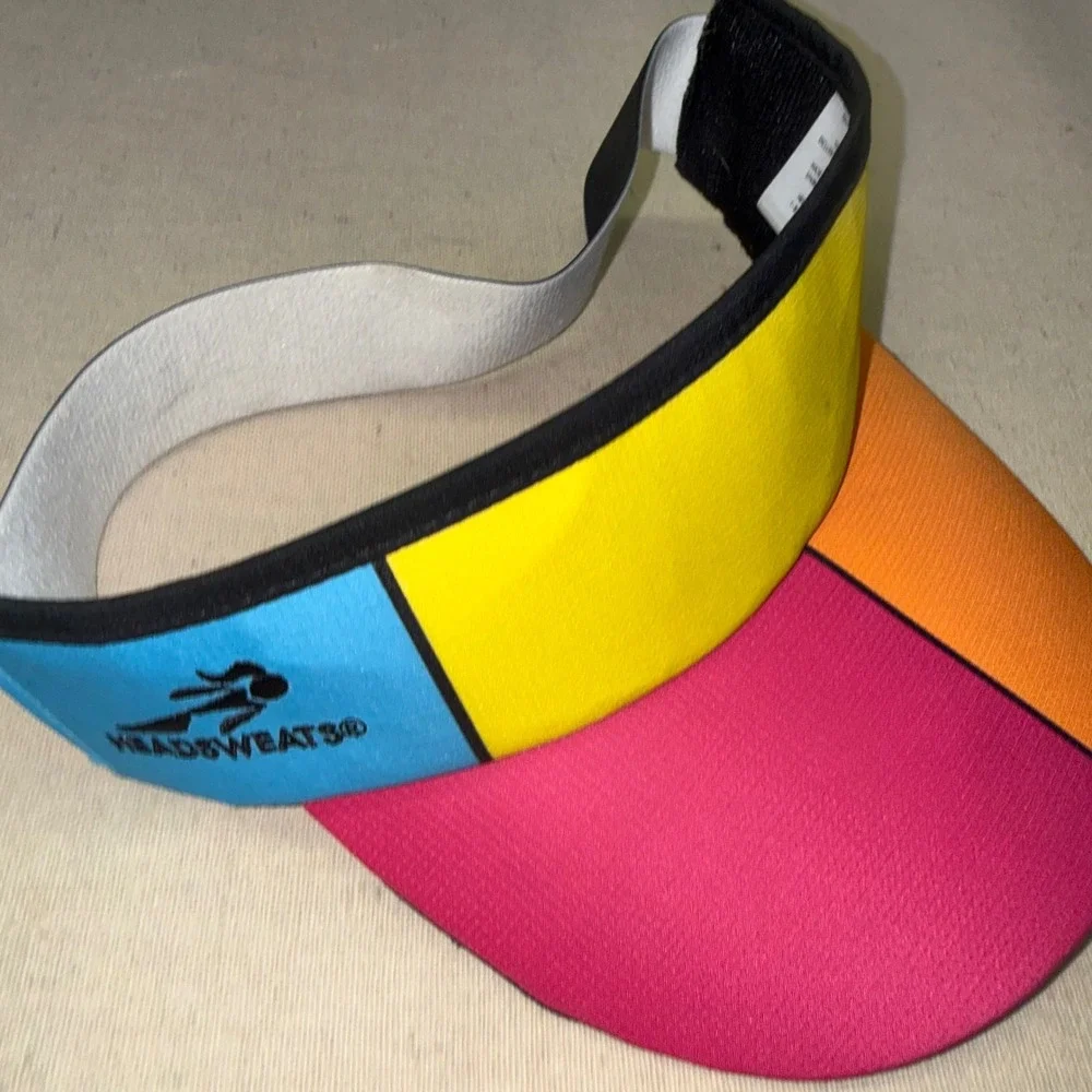 Headsweats Sparkle Athletic Colorblock Running Visor Pink Orange Yellow Blue